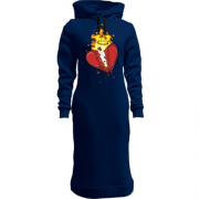 Женская толстовка-платье с огненным сердцем и кольцом