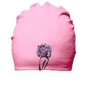 Хлопковая шапка с девушкой и цветами на голове