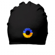 Бавовняна шапка з жовто-синім соняшником