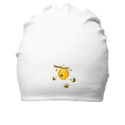 Хлопковая шапка с пчелиным ульем и пчелами