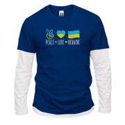 Комбинированный лонгслив Peace and love Ukraine (Вышивка)