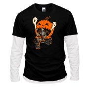 Лонгслів Комбі Скелет на байку з гарбузом