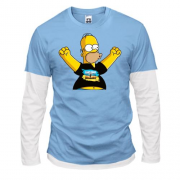 Комбинированный лонгслив "Гомер в патриотической футболке"