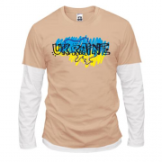 Комбинированный лонгслив "Ukraine" в рисованном стиле