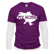 Комбинированный лонгслив с картой "My HOME"