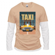 Комбинированный лонгслив с постером из т.с.Taxi