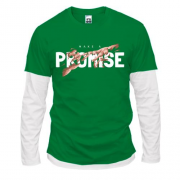 Комбинированный лонгслив с принтом "Make a promise"