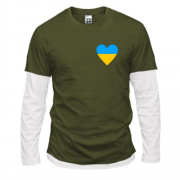 Комбинированный лонгслив с украинским сердцем