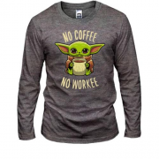 Чоловічий лонгслів Baby Yoda No coffee No work