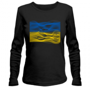 Жіночий лонгслів "Прапор України у вигляді хвиль"