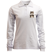 Жіночий лонгслів поло Кіт із серцем