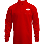 Лонгслив поло со стойкой с лого Tesla