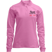 Лонгслив поло со стойкой с надписью "Настя всё решает сама"