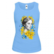Майка Девушка в желто-синих цветах