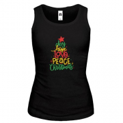 Майка Love, Peace, Christmas (Вышивка)