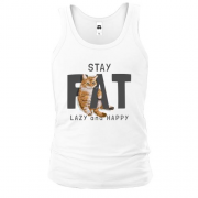 Майка с котиком "Fat Lazy and Happy"