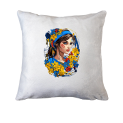 Подушка Девушка в желто-синих цветах (3)