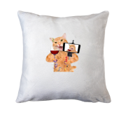 Подушка Кот с вином и телефоном.