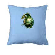 Подушка Зеленый дракон на елочной игрушке