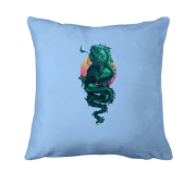 Подушка Зеленый дракон на фоне луны