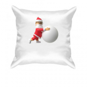 Подушка "3D Санта катает снежный шар"