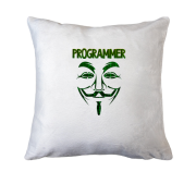 Подушка для программиста с маской анонимуса