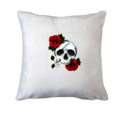 Подушка з черепом і трояндою