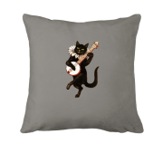 Подушка с черным котом и банджо