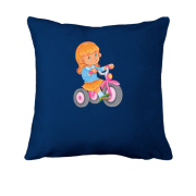 Подушка с девочкой на велосипеде