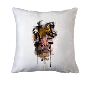 Подушка с девушкой и леопардами