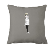 Подушка з дівчиною в капелюсі та окулярах