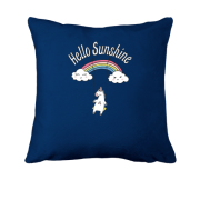 Подушка с единорогом в облаках на качелях