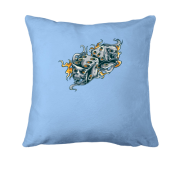 Подушка з гральними костями і черепами