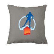 Подушка с лыжником в горах