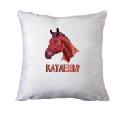 Подушка з написом "Катаєш?" і конем