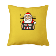 Подушка с надписью "С новым годом" и заключенным Сантой