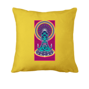 Подушка з прибульцем в позі лотоса і орнаментом