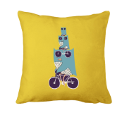 Подушка с совами на велосипеде