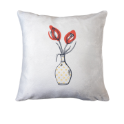 Подушка с вазой и тюльпанами