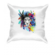 Подушка со львом в цветах