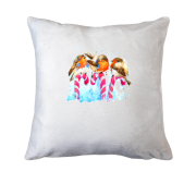 Подушка со снегирями на конфетах