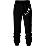 Штаны из футера без начеса с принтом 