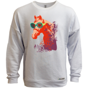 Світшот без начісу з конем в окулярах