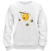 Свитшот с пчелиным ульем и пчелами
