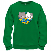 Свитшот с влюблёнными котиками (жовто-блакитн)