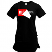 Подовжена футболка з написом Diesel