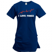 Подовжена футболка з надписью "Я люблю форекс"