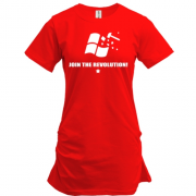 Подовжена футболка с надписью "Приєднуйтесь до революції"