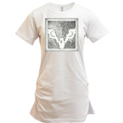 Подовжена футболка з пташкою намальованою крапками