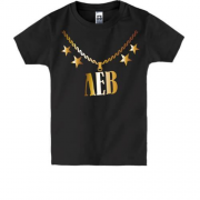 Дитяча футболка з золотим ланцюгом і ім'ям Лев